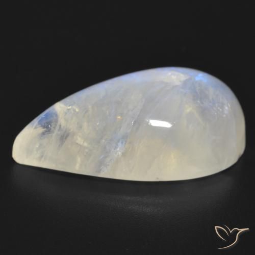 Pedra da Lua Arco-Íris Branco azulado Natural 22.05ct, Formato de pêra, Translúcido