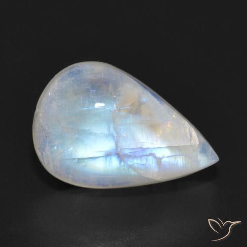 6.93ct Natural Branco azulado Pedra da Lua Arco-Íris, Formato de pêra, Translúcido