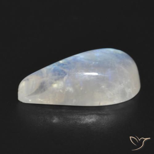 Pedra da Lua Arco-Íris Branco azulado Natural 7.64ct, Formato de pêra, Translúcido