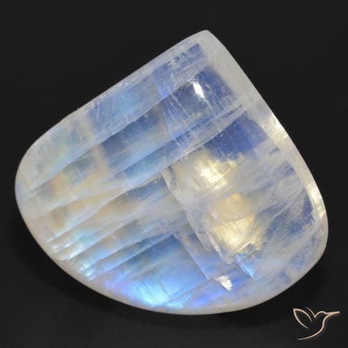 Pedra da Lua Arco-Íris Branco azulado Natural 36.83ct, Formato de pêra, Translúcido
