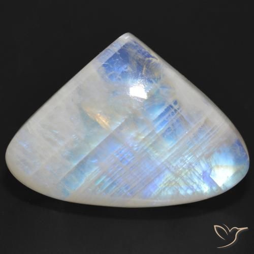36.47ct Natural Branco azulado Pedra da Lua Arco-Íris, Formato de pêra, Translúcido