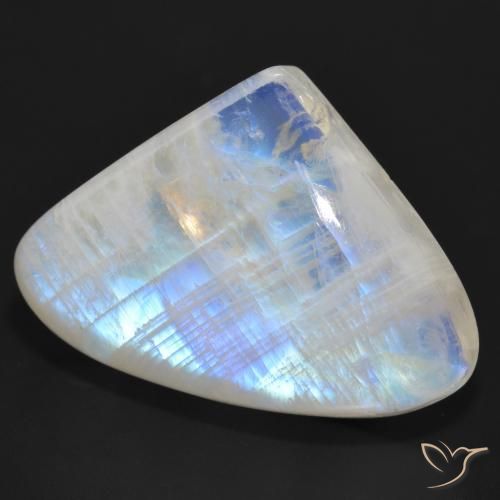 Pedra da Lua Arco-Íris Branco azulado Natural 36.47ct, Formato de pêra, Translúcido