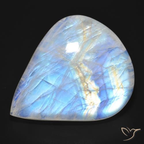 76.92ct Natural Branco azulado Pedra da Lua Arco-Íris, Formato de pêra, Translúcido