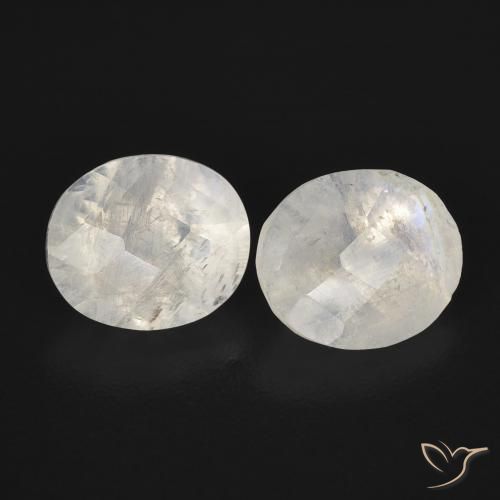 2.24ctw Natural Branco azulado Pedra da Lua Arco-Íris, oval, Transparente