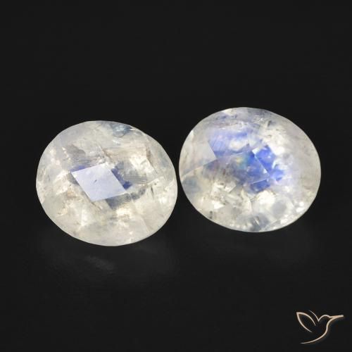 Pedras preciosas de Pedra da Lua Arco-Íris Branco azulado natural de 2.16 ct, oval, Transparente