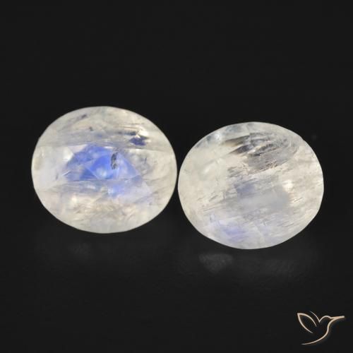 2.45ctw Natural Branco azulado Pedra da Lua Arco-Íris, oval, Transparente