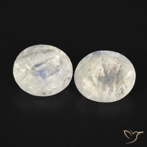 2.18ctw Natural Branco azulado Pedra da Lua Arco-Íris, oval, Transparente