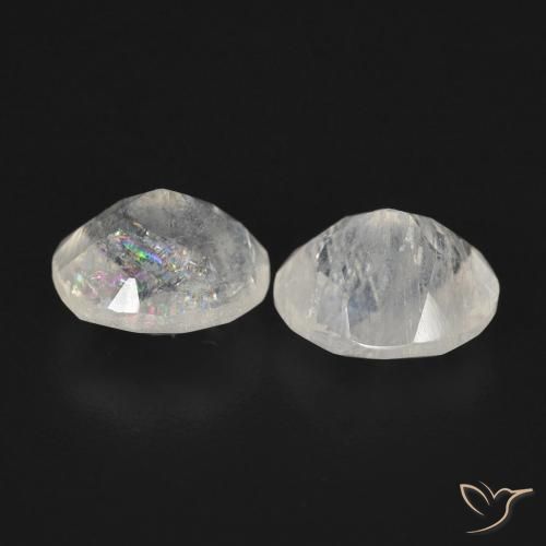 Pedras preciosas de Pedra da Lua Arco-Íris Branco azulado natural de 2.18 ct, oval, Transparente