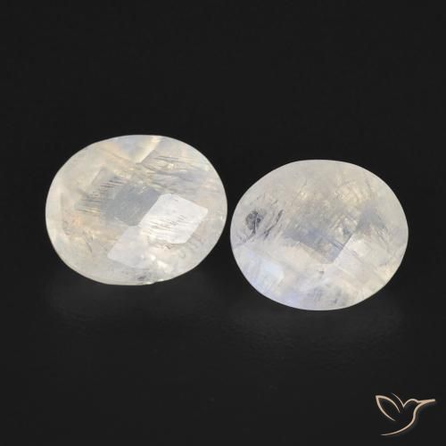 1.91ctw Natural Branco azulado Pedra da Lua Arco-Íris, oval, Transparente