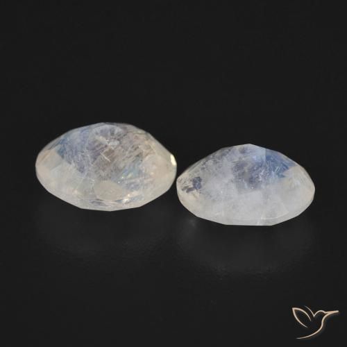 Pedras preciosas de Pedra da Lua Arco-Íris Branco azulado natural de 1.91 ct, oval, Transparente