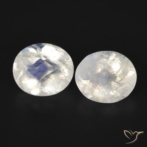 2.22ctw Natural Branco azulado Pedra da Lua Arco-Íris, oval, Transparente