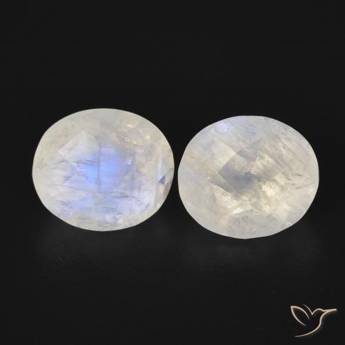 2.27ctw Natural Branco azulado Pedra da Lua Arco-Íris, oval, Transparente