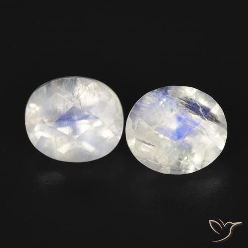 2.20ctw Natural Branco azulado Pedra da Lua Arco-Íris, oval, Transparente