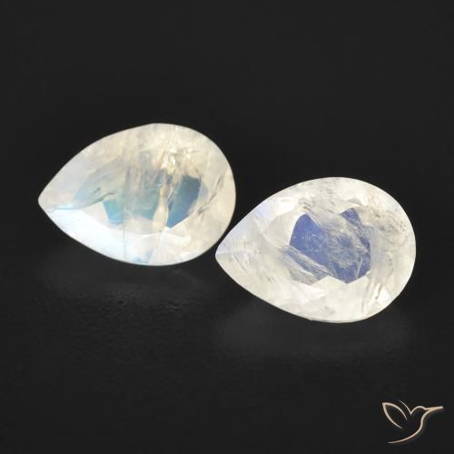 1.28ctw Natural Branco azulado Pedra da Lua Arco-Íris, Formato de pêra, Transparente