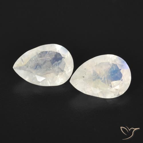 1.13ctw Natural Branco azulado Pedra da Lua Arco-Íris, Formato de pêra, Transparente