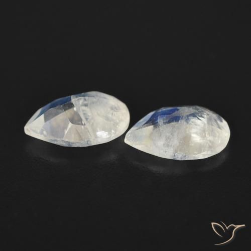 Pedras preciosas de Pedra da Lua Arco-Íris Branco azulado natural de 1.02 ct, Formato de pêra, Transparente