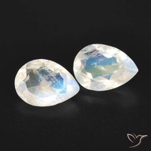 1.35ctw Natural Branco azulado Pedra da Lua Arco-Íris, Formato de pêra, Transparente