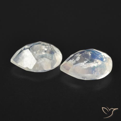Pedras preciosas de Pedra da Lua Arco-Íris Branco azulado natural de 1.35 ct, Formato de pêra, Transparente