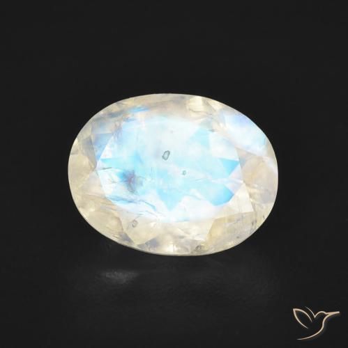 1.71ct Natural Branco azulado Pedra da Lua Arco-Íris, oval, Transparente