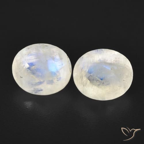 2.56ctw Natural Branco azulado Pedra da Lua Arco-Íris, oval, Transparente