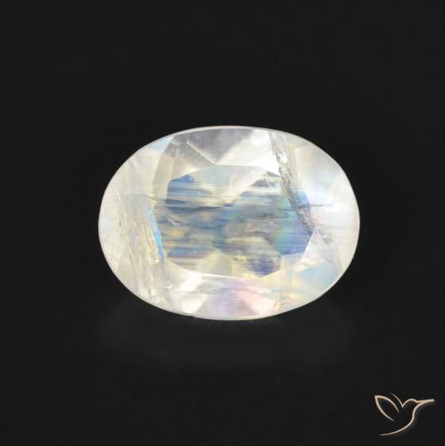1.14ct Natural Branco azulado Pedra da Lua Arco-Íris, oval, Transparente