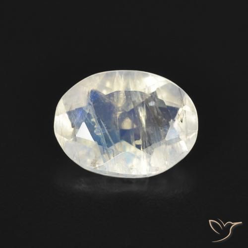 1.00ct Natural Branco azulado Pedra da Lua Arco-Íris, oval, Transparente