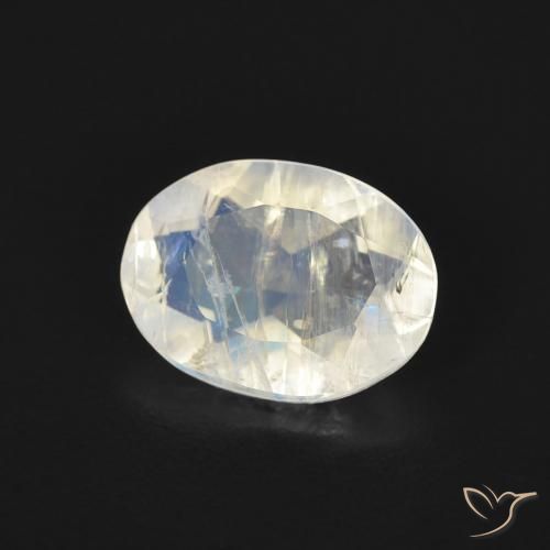 Pedra da Lua Arco-Íris Branco azulado Natural 1.00ct, oval, Transparente