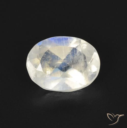 1.13ct Natural Branco azulado Pedra da Lua Arco-Íris, oval, Transparente