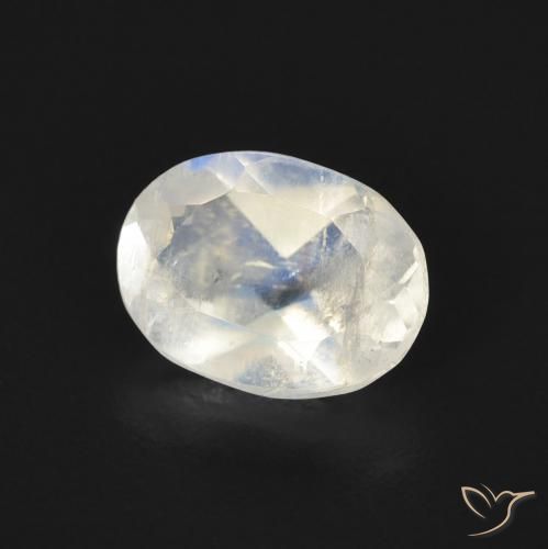 Pedra da Lua Arco-Íris Branco azulado Natural 1.13ct, oval, Transparente