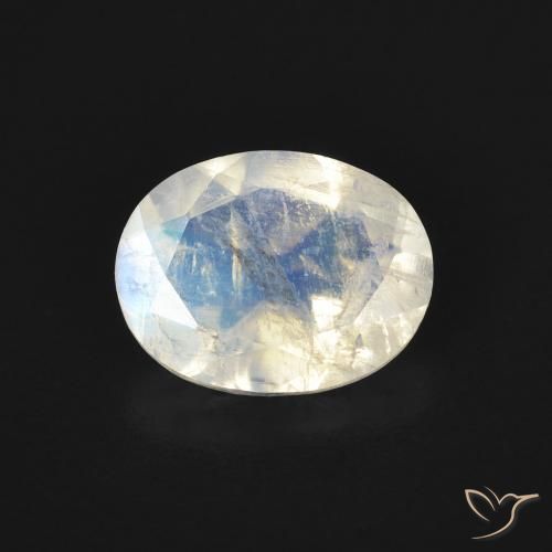 1.45ct Natural Branco azulado Pedra da Lua Arco-Íris, oval, Transparente