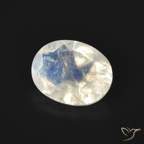 Pedra da Lua Arco-Íris Branco azulado Natural 1.45ct, oval, Transparente