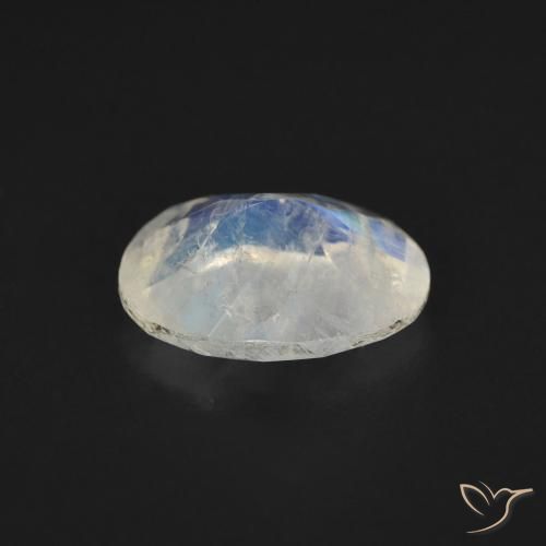 Pedra da Lua Arco-Íris Branco azulado Natural 1.45ct, oval, Transparente