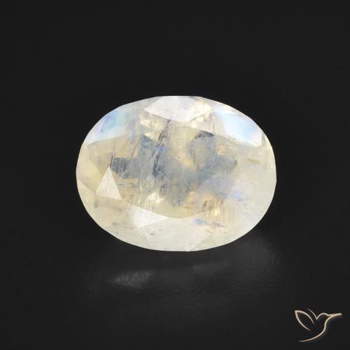 1.75ct Natural Branco azulado Pedra da Lua Arco-Íris, oval, Transparente