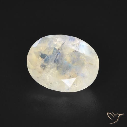 Pedra da Lua Arco-Íris Branco azulado Natural 1.75ct, oval, Transparente