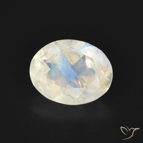 Pedra da Lua Arco-Íris Branco azulado Natural 1.68ct, oval, Transparente