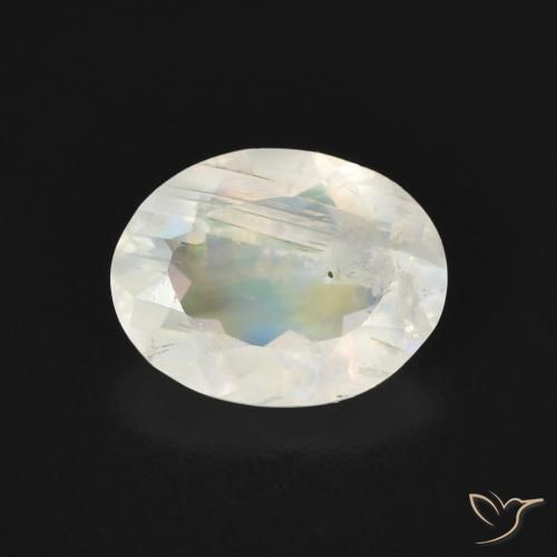 1.49ct Natural Branco azulado Pedra da Lua Arco-Íris, oval, Transparente