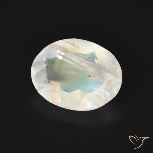 Pedra da Lua Arco-Íris Branco azulado Natural 1.49ct, oval, Transparente