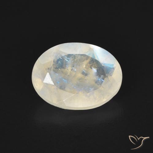 1.16ct Natural Branco azulado Pedra da Lua Arco-Íris, oval, Transparente