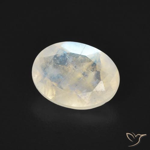 Pedra da Lua Arco-Íris Branco azulado Natural 1.16ct, oval, Transparente