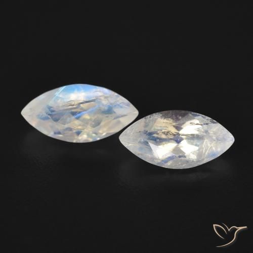 1.15ctw Natural Branco azulado Pedra da Lua Arco-Íris, Marquesa, Transparente