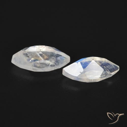 Pedras preciosas de Pedra da Lua Arco-Íris Branco azulado natural de 1.15 ct, Marquesa, Transparente