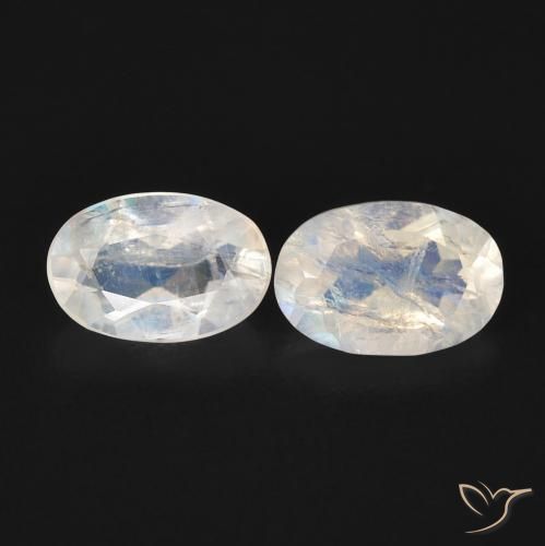 0.89ctw Natural Branco azulado Pedra da Lua Arco-Íris, oval, Transparente
