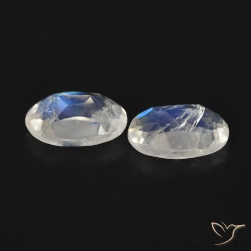 Pedras preciosas de Pedra da Lua Arco-Íris Branco azulado natural de 0.79 ct, oval, Transparente