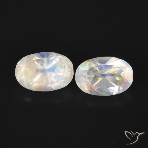 1.09ctw Natural Branco azulado Pedra da Lua Arco-Íris, oval, Transparente