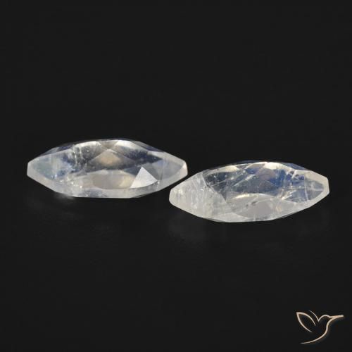 Pedras preciosas de Pedra da Lua Arco-Íris Branco azulado natural de 0.97 ct, Marquesa, Transparente