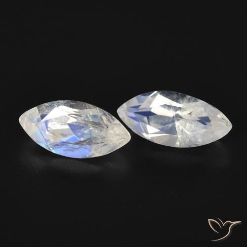 Pedras preciosas de Pedra da Lua Arco-Íris Branco azulado natural de 1.14 ct, Marquesa, Transparente