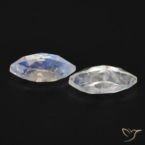 Pedras preciosas de Pedra da Lua Arco-Íris Branco azulado natural de 1.14 ct, Marquesa, Transparente