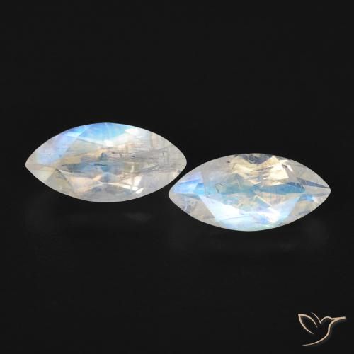 1.18ctw Natural Branco azulado Pedra da Lua Arco-Íris, Marquesa, Transparente