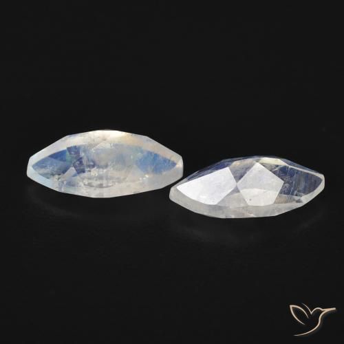 Pedras preciosas de Pedra da Lua Arco-Íris Branco azulado natural de 1.18 ct, Marquesa, Transparente