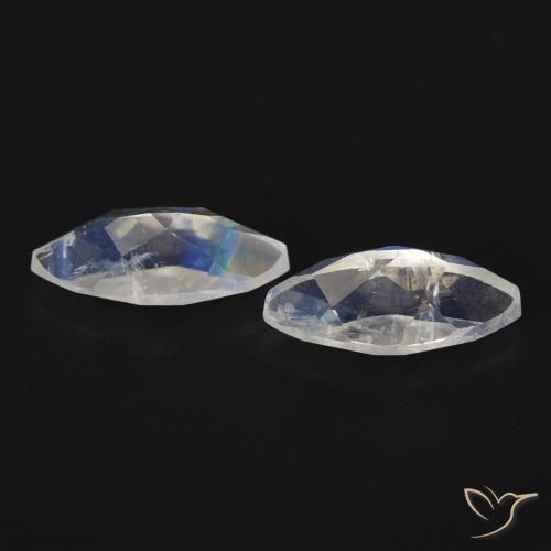 Pedras preciosas de Pedra da Lua Arco-Íris Branco azulado natural de 1.07 ct, Marquesa, Transparente